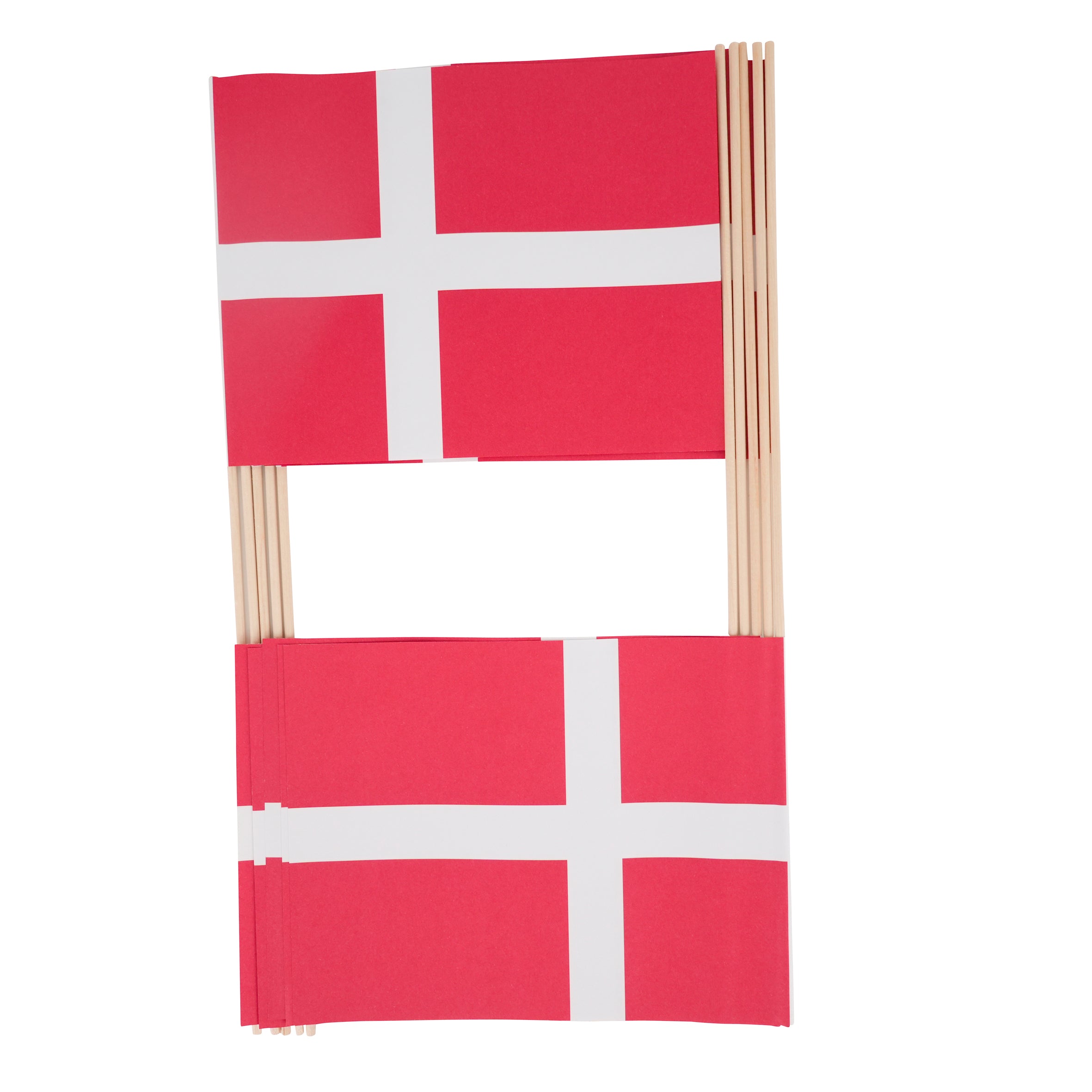 Dannebrog på bambuspind 10 stk.