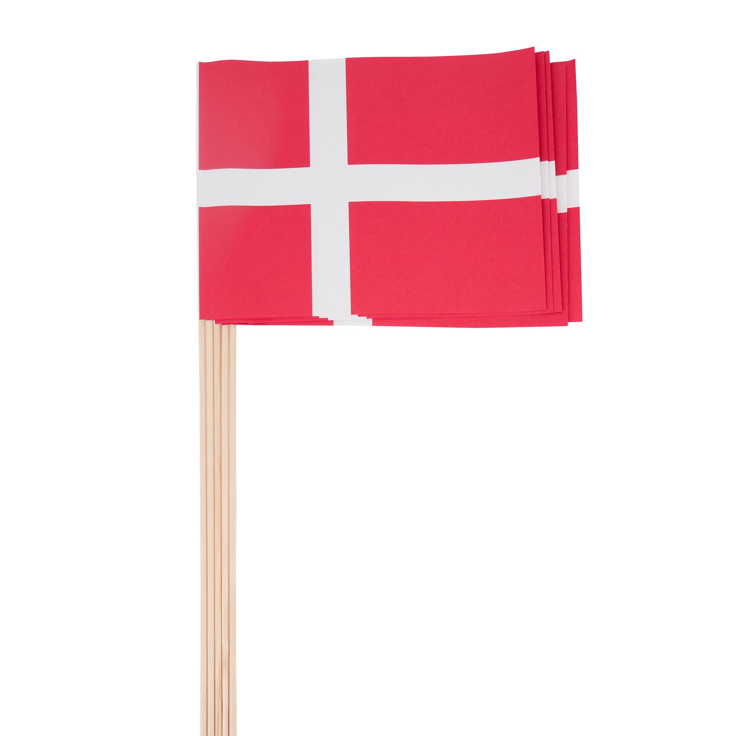 Dannebrog på bambuspind 10 stk.